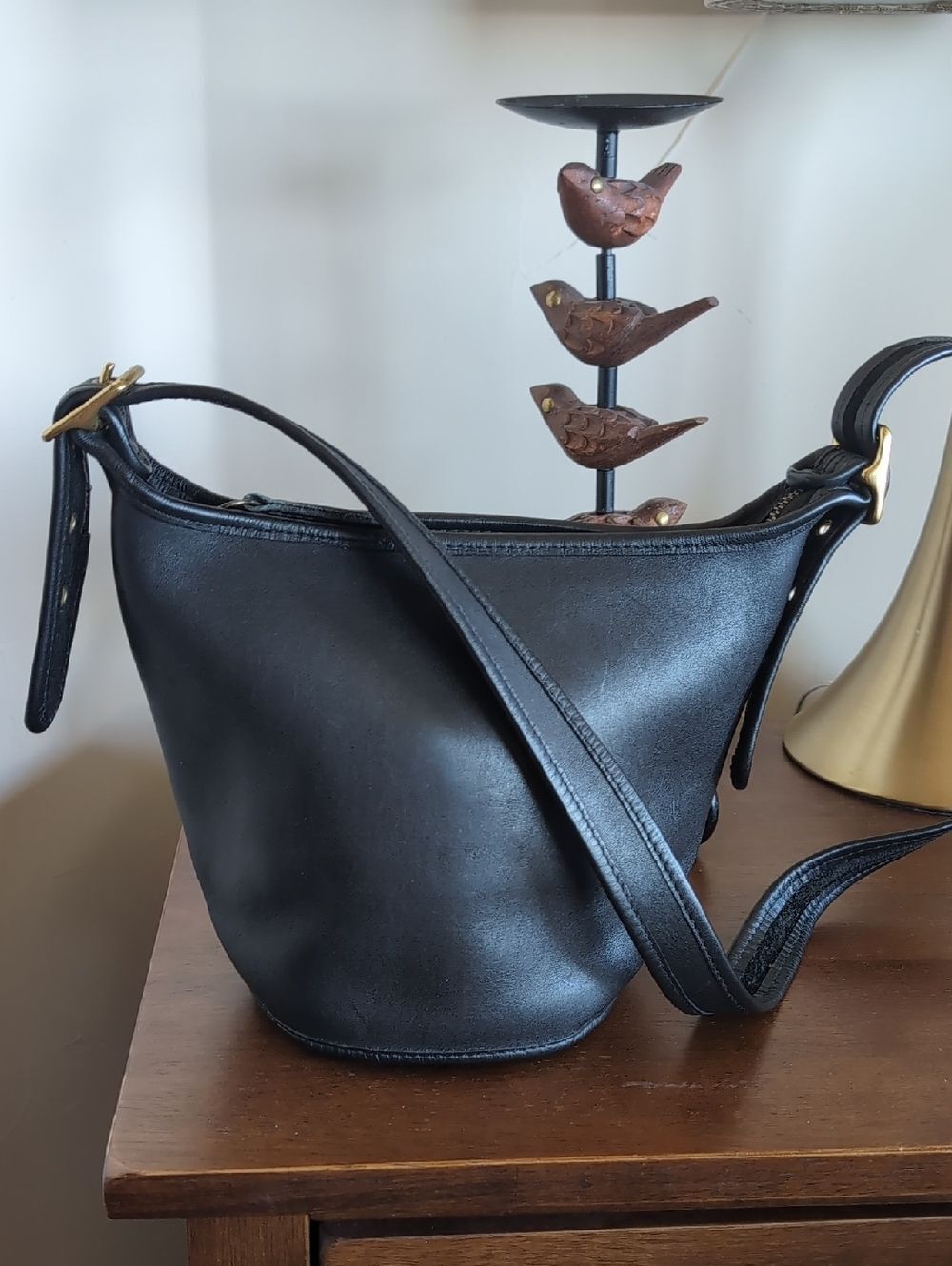 Coach Vintage ♣Maggie Bucket Bag- Black Round Feeder Shoulder/ Crossbody USA